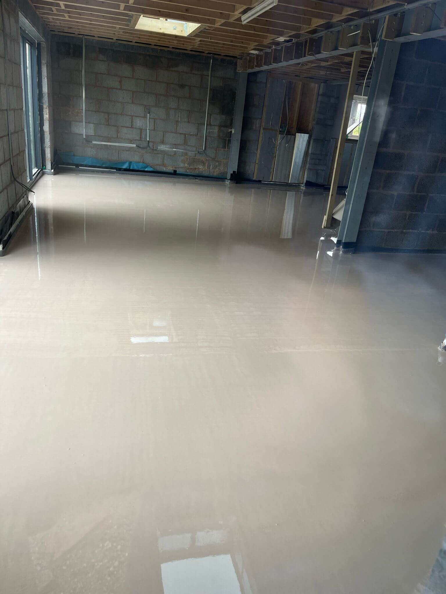 Liquid screed installed at average of 53mm