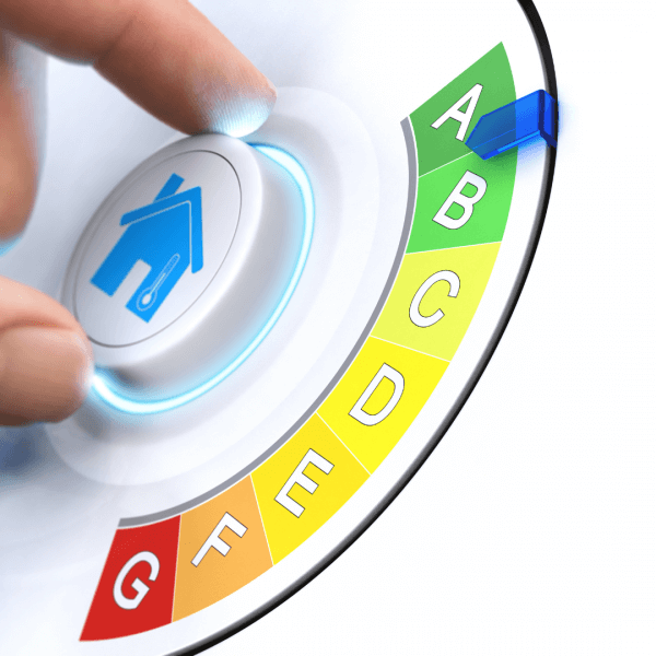 an underfloor heating thermostat with EPC ratings superimposed over it