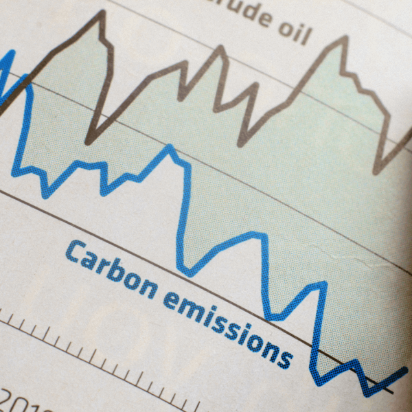 A graph of lowering carbon emmissions from underfloor heating